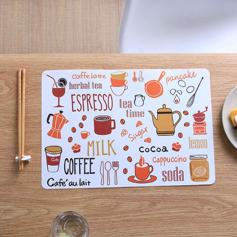 Non-slip kitchen table mats with fun coffee prints – set of 6 – cupindy