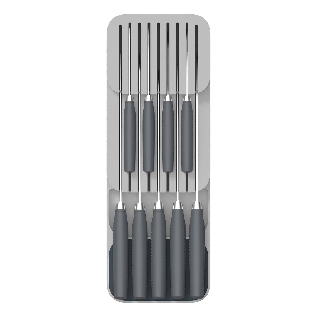 Grey kitchen drawer organizer for up to 18 knives | Cupindy