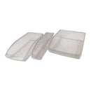 Set of clear plastic containers on a white background