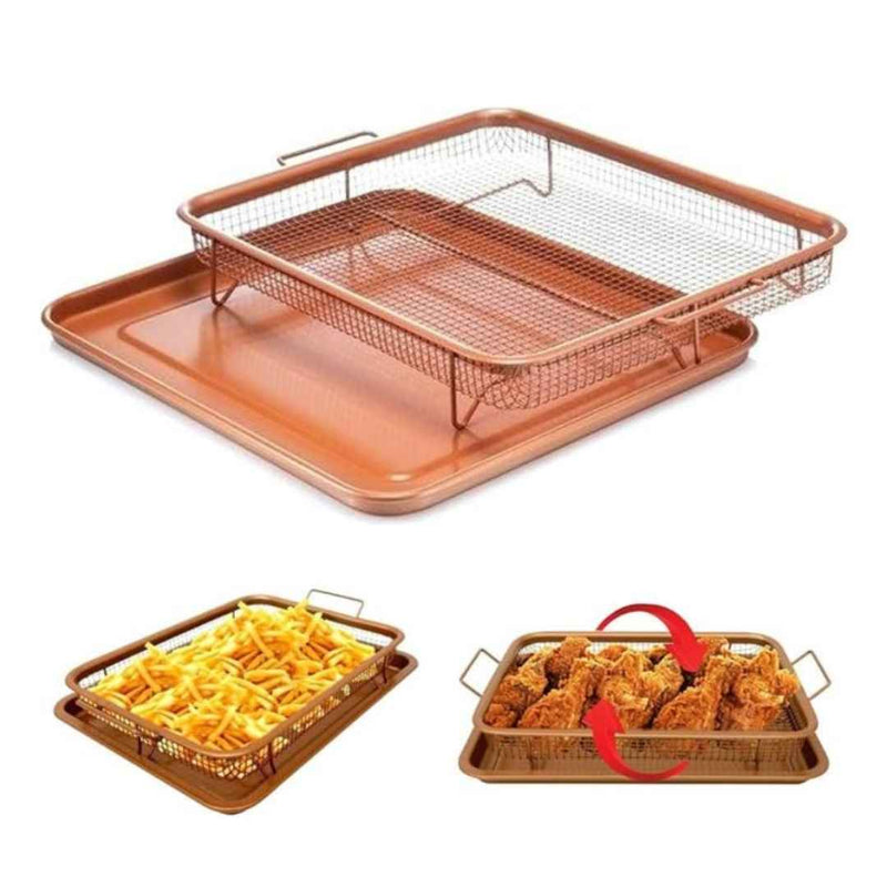 35cm copper crisper tray and fryer basket combo for oven use – cupindy