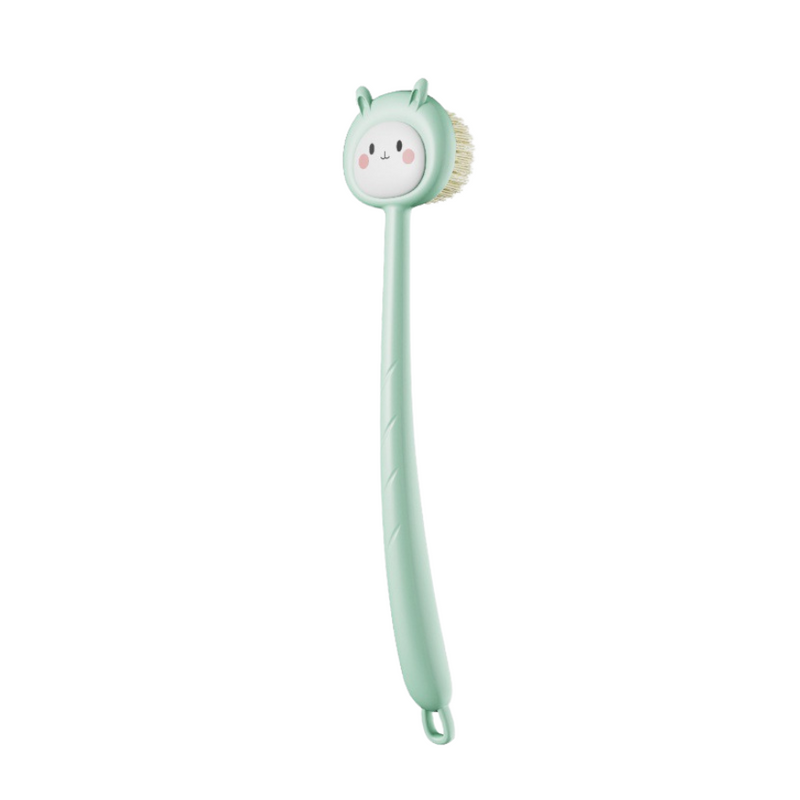 Green Cartoon Bath Brush with Long Handle – Soft Bristles for Baby Shower and Kids Body Cleaning – Cupindy