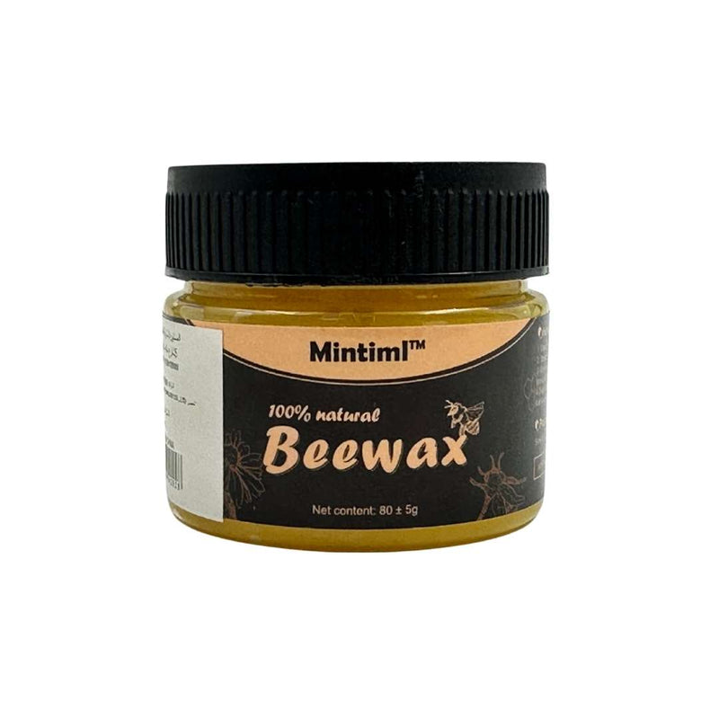 Jar of Mintim 100% natural beewax on a white background
