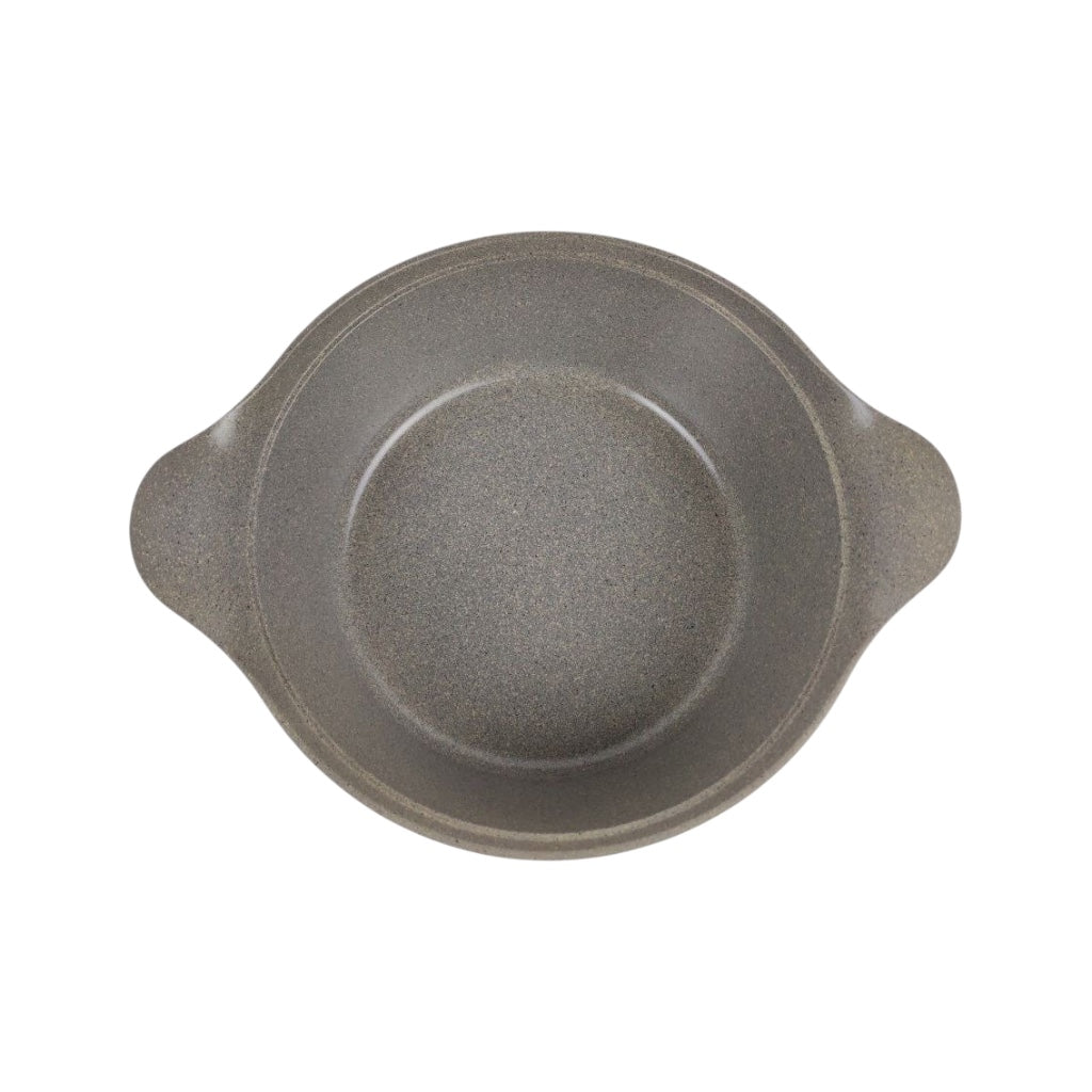 Gray ceramic pot lid on a white background