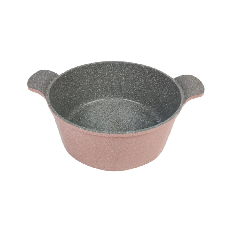 Two-tone ceramic pot with handles on a white background