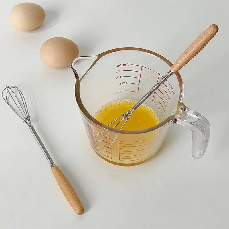 Mini Whisk With Wooden Handle For Effortless Mixing And Blending – Compact Design
