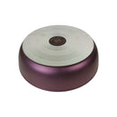 Round purple and white object on a white background