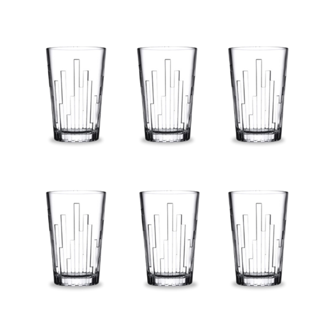 Set Of Six Pasabahce Scala Glass Tumblers – 330ml With Vertical Textured Design