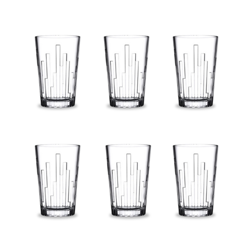 Set Of Six Pasabahce Scala Glass Tumblers – 330ml With Vertical Textured Design