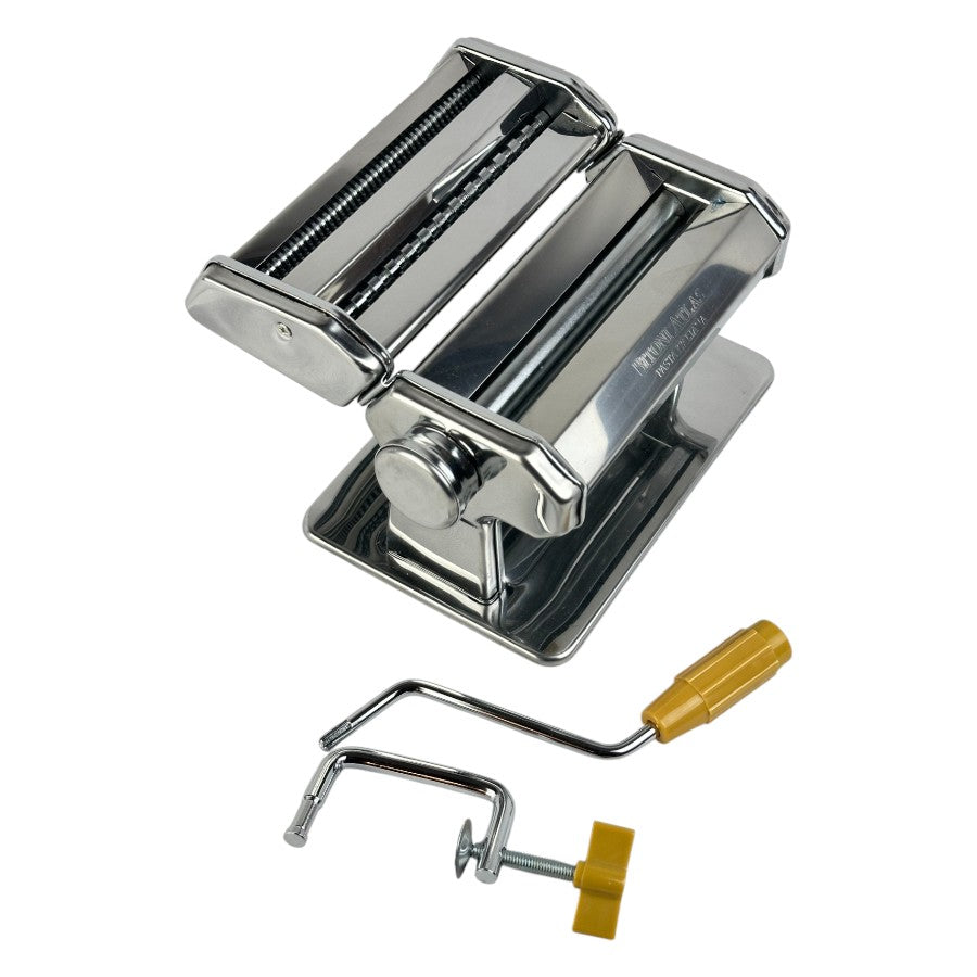 Bitoni Atlas 180 Pasta Maker - Stainless Steel With 3 Rollers For Lasagna, Fettuccine, Tagliolini