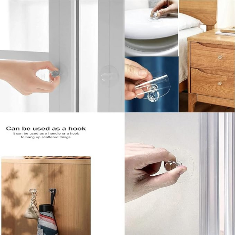 1 Piece - Plastic Crystal Suction Cup Knob Handle For Cabinets, Drawers, And Sliding Doors, Easy To Install And Remove