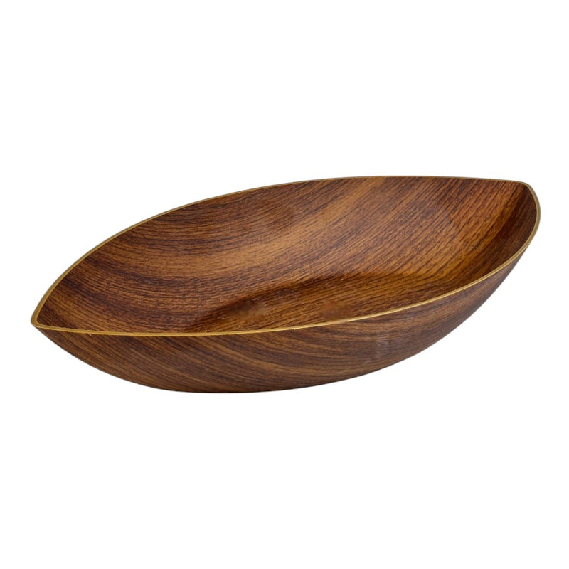 Evelin Large Decorative Plastic Bowl With Wooden Finish - 41 cm - Made In Turkey