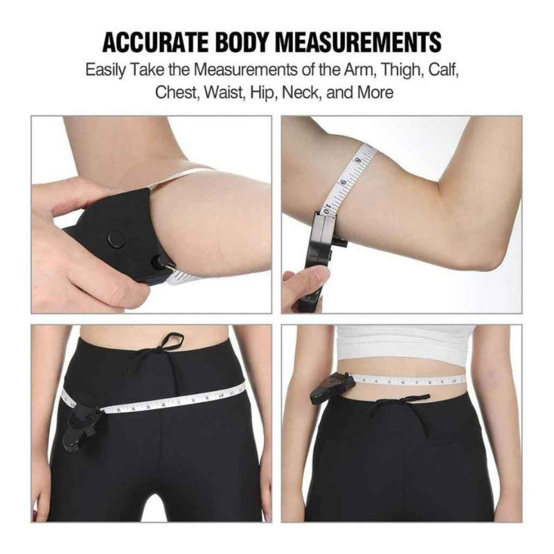 Close-up of ergonomic measuring tape tool with auto-retract function