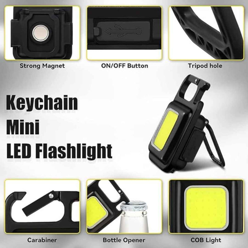 Compact LED flashlight with strong COB beam and keychain clip – cupindy