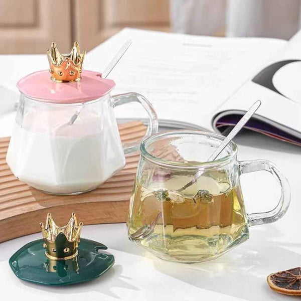 Premium Crown Lid Tea Mug With Spoon – 350ML Capacity | Cupindy
