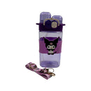 Purple Cartoon Water Bottle for Kids with Kuromi Character and Strap – Leak-Proof Plastic Bottle with Straw and Dual Cap – Cupindy Egypt