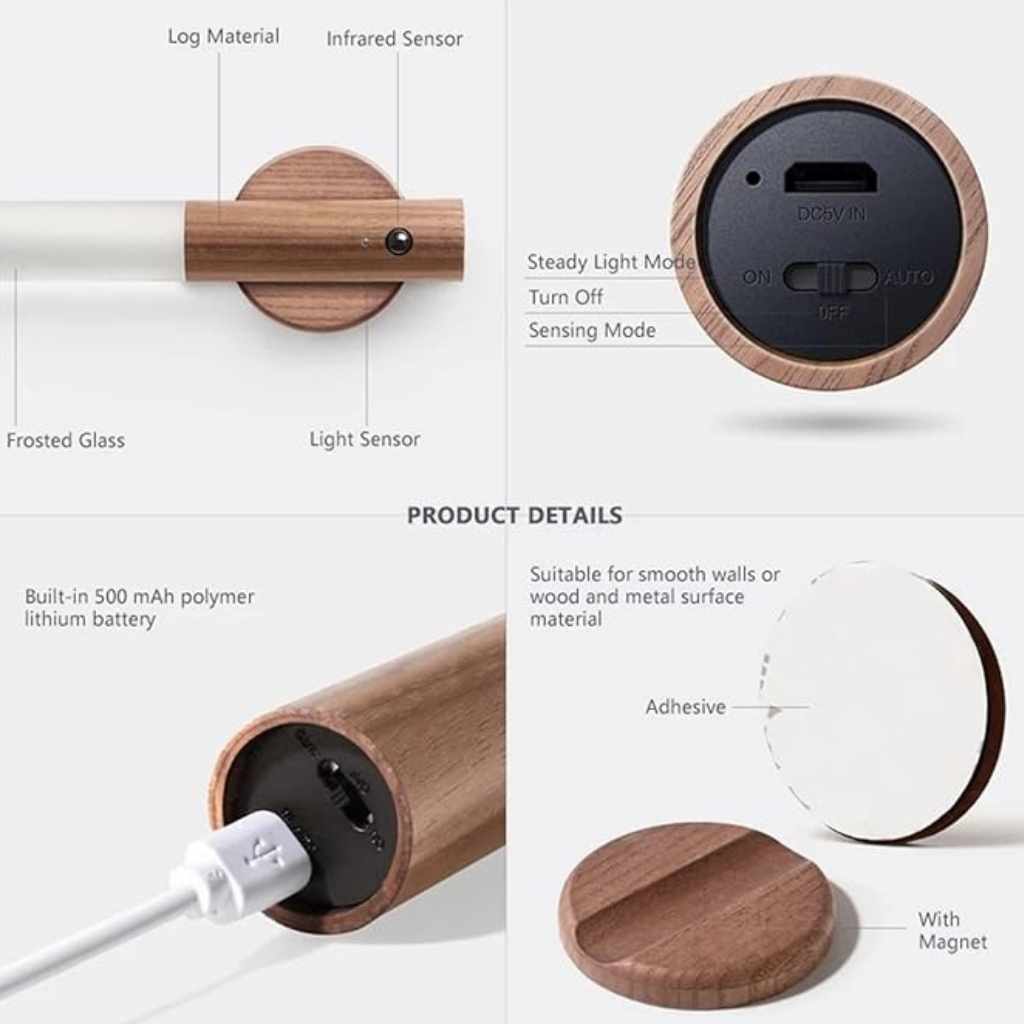 USB-powered LED night light for home or wardrobe lighting