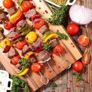 Set of 12 durable metal kebab skewers for outdoor barbecue and indoor use.