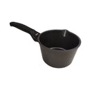 Black cast iron pot on a white background