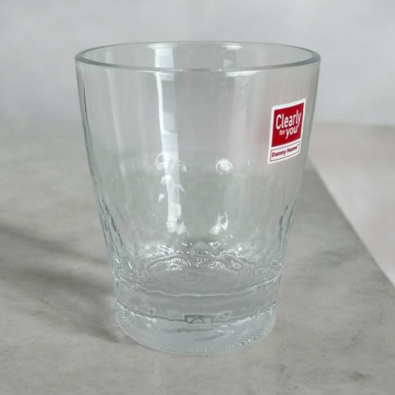 Danny Home Shining Crystal 340ml Drinking Glass With Textured Design On Marble Surface
