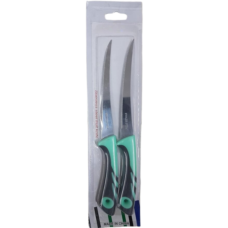 Stainless Steel Fruit And Steak Knife Set - Two Pieces With Ergonomic Handle For Versatile Use