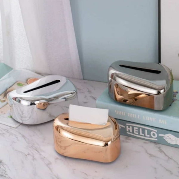 Acrylic Tissue Box Holder With Metallic Finish – Modern Decorative Napkin Organizer