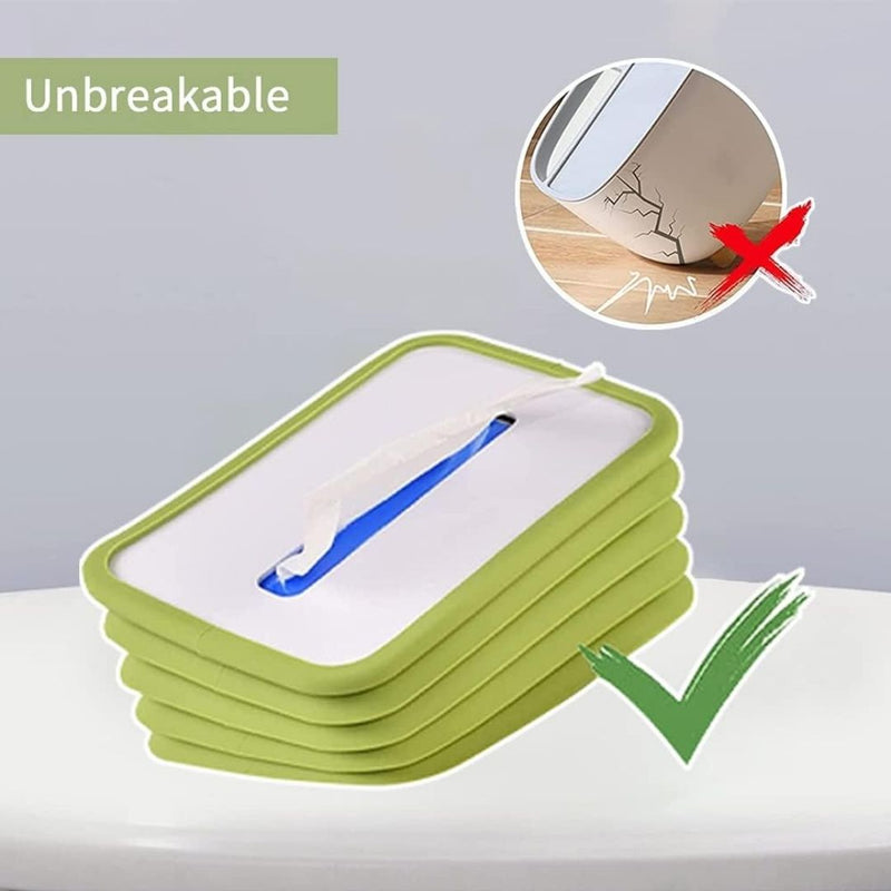 Foldable Silicone Tissue Box Holder – Green Drop-Proof Design For Home & Bathroom