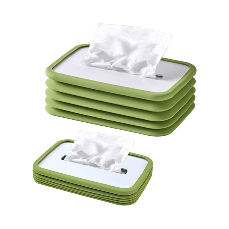 Foldable Silicone Tissue Box Holder – Green Drop-Proof Design For Home & Bathroom