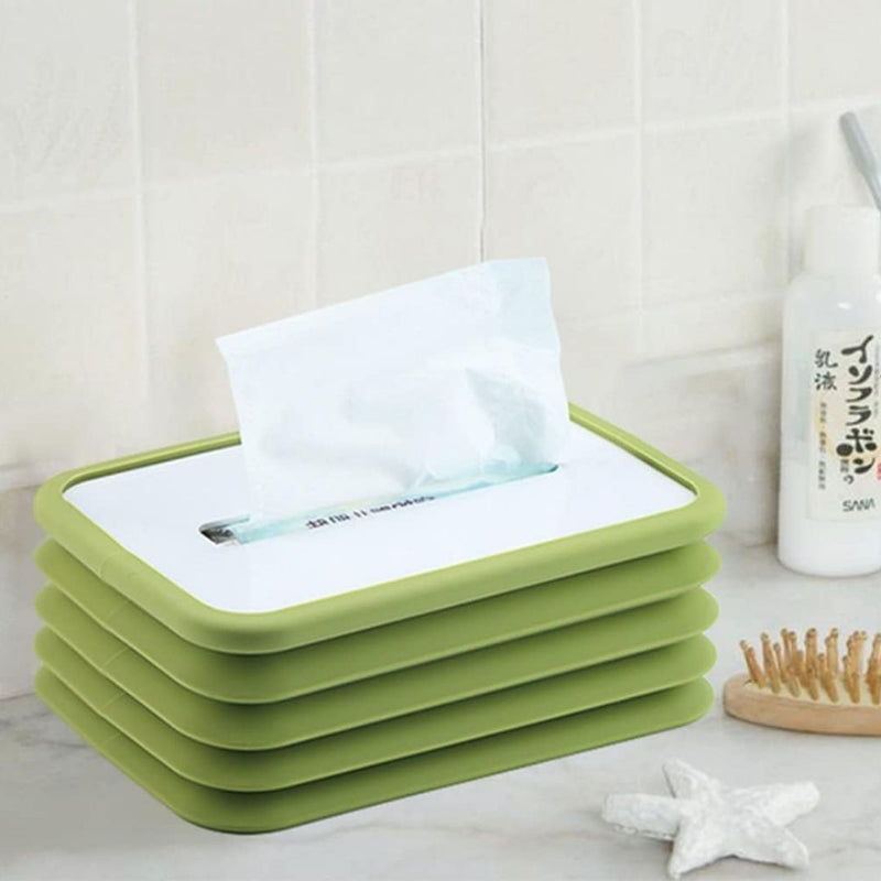 Foldable Silicone Tissue Box Holder – Green Drop-Proof Design For Home & Bathroom