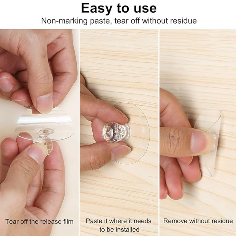 1 Piece - Plastic Crystal Suction Cup Knob Handle For Cabinets, Drawers, And Sliding Doors, Easy To Install And Remove