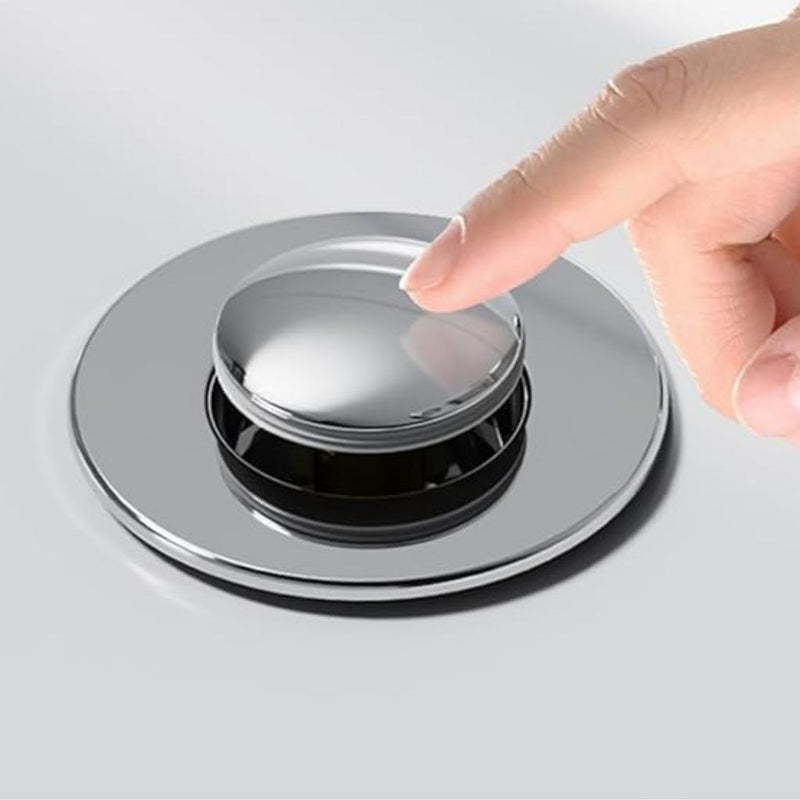 Universal sink plug with pop-up design and filter basket