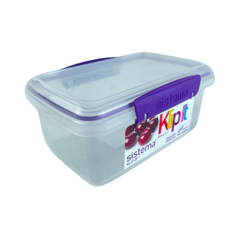 Clear Plastic Sistema Klip It Box For Snacks And Leftovers 1L | Cupindy
