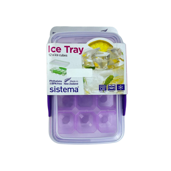 Purple Sistema ice cube tray with 12 diamond molds and lid | Cupindy