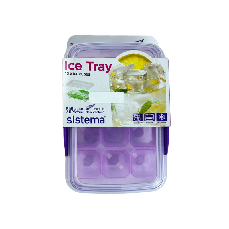 Purple Sistema ice cube tray with 12 diamond molds and lid | Cupindy