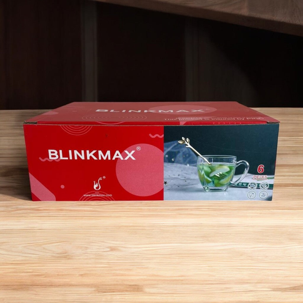 Blinkmax 185ml Glass Mug Set Of 6 - Elegant And Durable Design For Hot And Cold Beverages