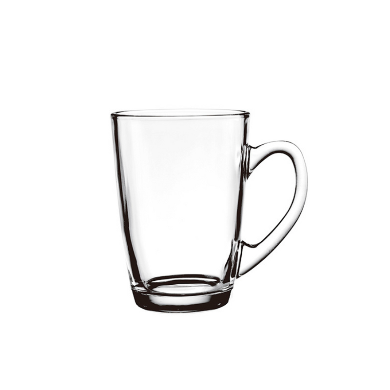 Blinkmax 210ml Glass Mug Set Of 6 - Tall Slim Shape With Ergonomic Handle
