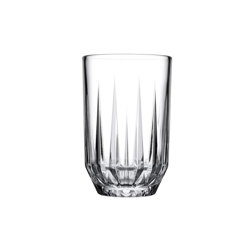 Single glass from Pasabahce Echo drinkware set – 260ml transparent tumbler with stylish cut for modern and classic tables