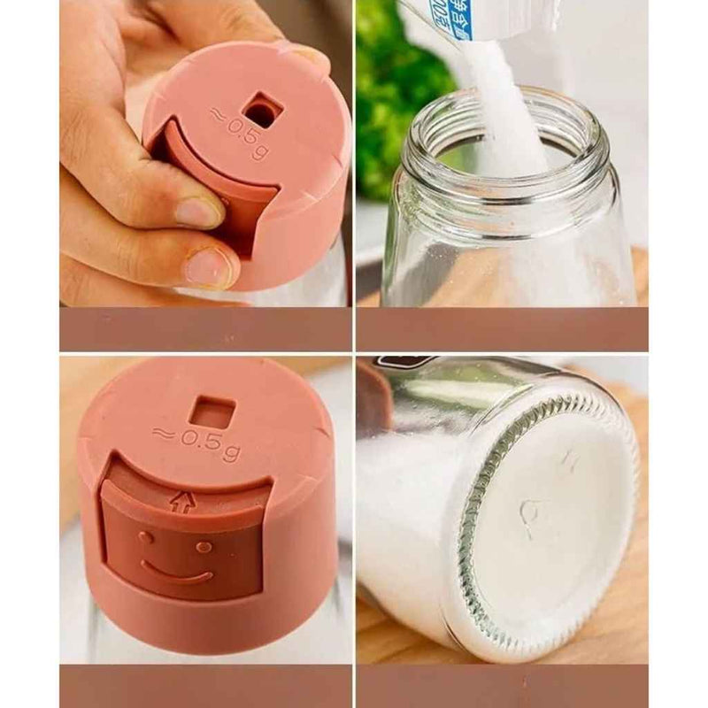 3-Piece Glass Spice Jar Set With Smart Flip Lids – 180ml Each – Colorful Kitchen Dispensers