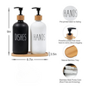 مجموعة موزعي صابون أنيقة قابلة لإعادة التعبئة بغطاء مضخة خيزران - لليدين والأطباق