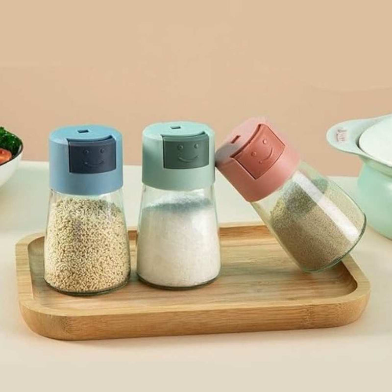 3-Piece Glass Spice Jar Set With Smart Flip Lids – 180ml Each – Colorful Kitchen Dispensers