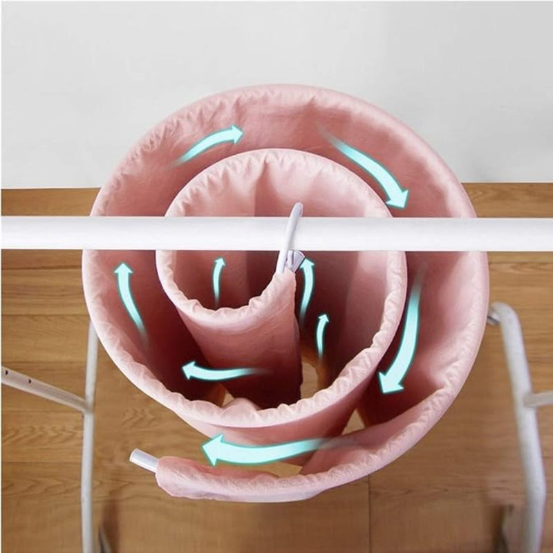 Spiral Quilt Hanger in Use – Efficient Drying Solution for Quilts, Blankets, and Bed Sheets in Tight Spaces | Cupindy
