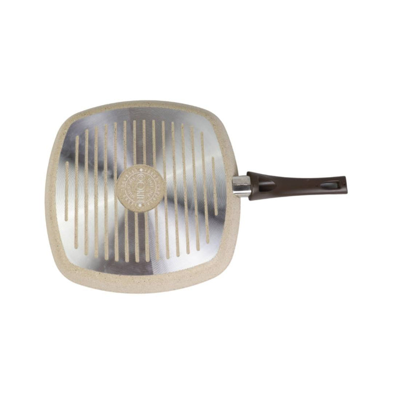 Beige square grill pan with granite finish and induction base – cupindy