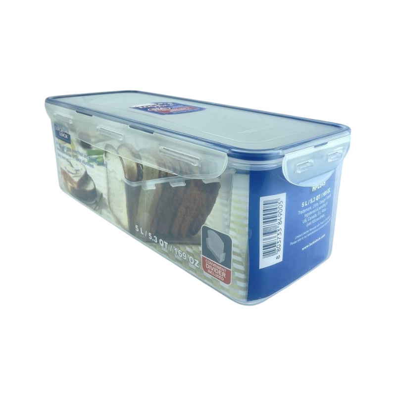 Look & Lock airtight bread storage container in white, stackable with secure locking lid, 5L capacity for fresh baked goods.