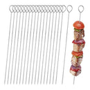 Heavy-duty flat skewers designed to cook meat evenly without spinning.