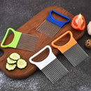 Multi-prong vegetable cutting holder for slicing onions evenly | Cupindy