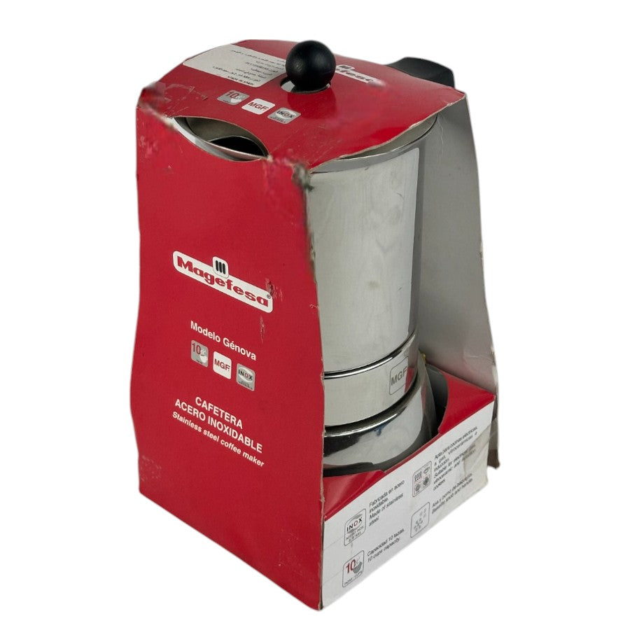 Magefesa Stainless Steel Coffee Maker - 10-Cup Capacity With Ergonomic  Handle