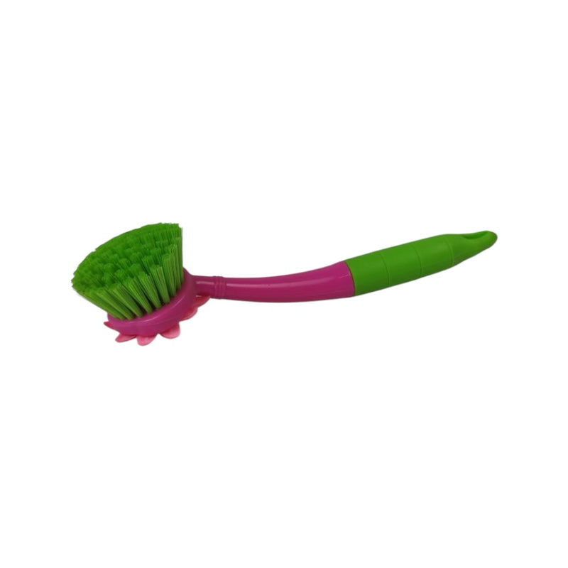 Green and pink brush on a white background