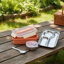 Divided Stainless Steel Lunch Box - Thermal Bento Box for School & Kids with Spoon