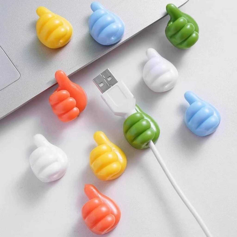 Self-adhesive cable holders, thumbs-up design for desktops and walls | Cupindy