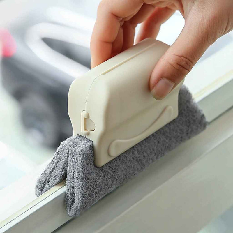Cleaning brush for window track and narrow grooves