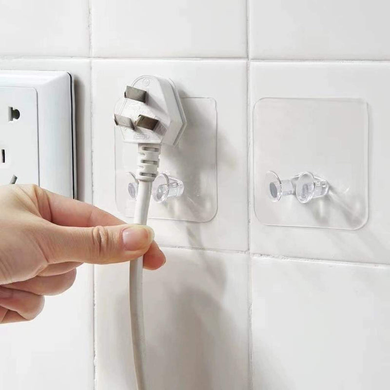 Clear adhesive plug hook for walls, ideal for appliances and charger storage | Cupindy